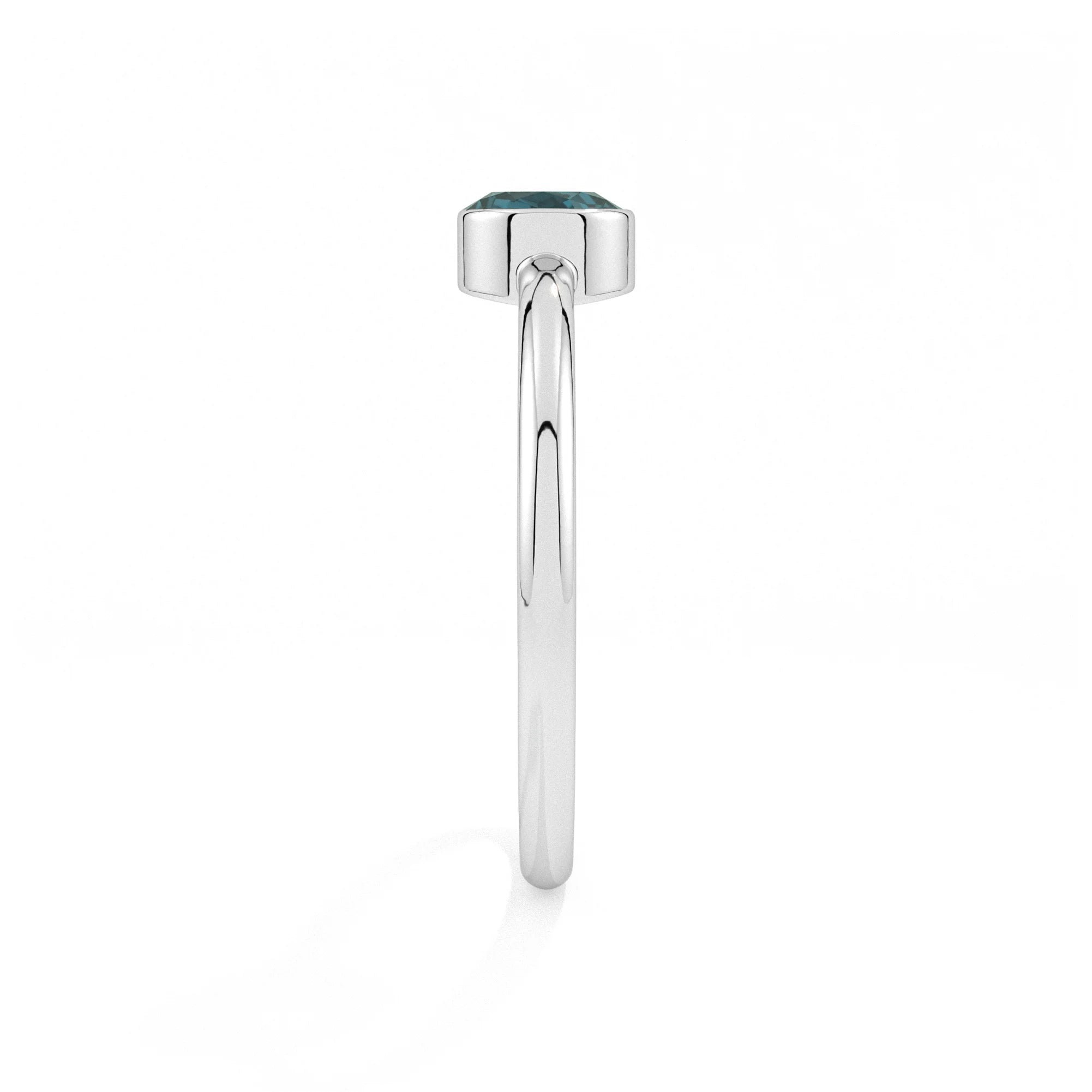 london blue topaz round cut stackable bezel-set ring