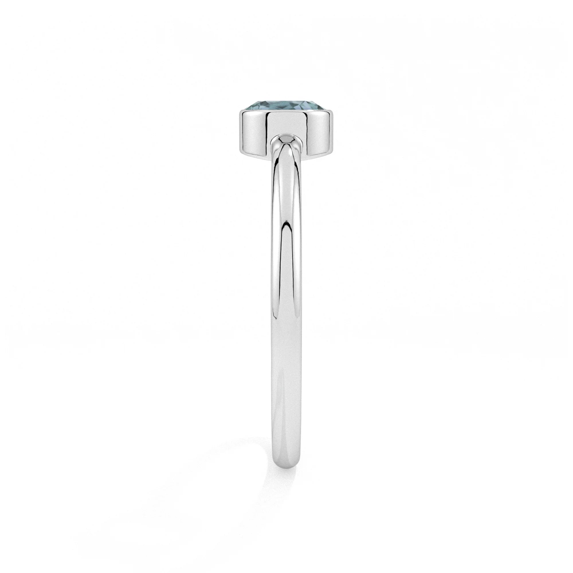 sky blue topaz round cut stackable bezel-set ring