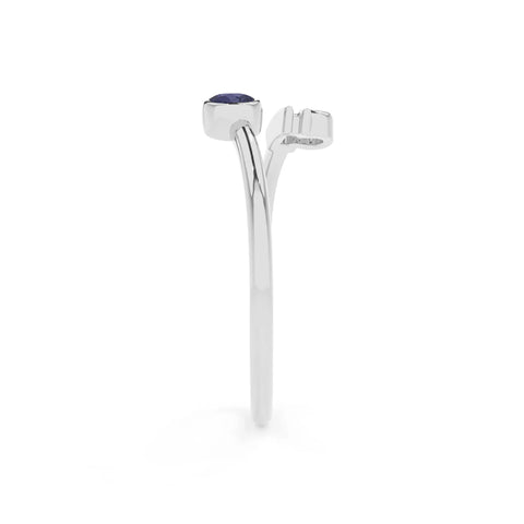 libra zodiac ring with natural iolite