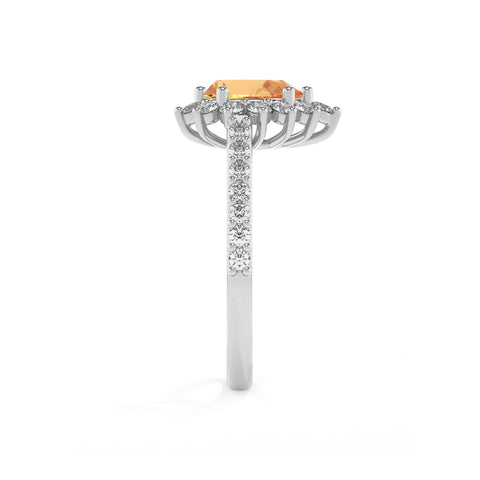 lab-grown citrine pear half eterity halo solitaire engagement ring