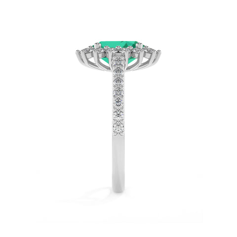 lab-grown emerald oval half eterity halo solitaire engagement ring