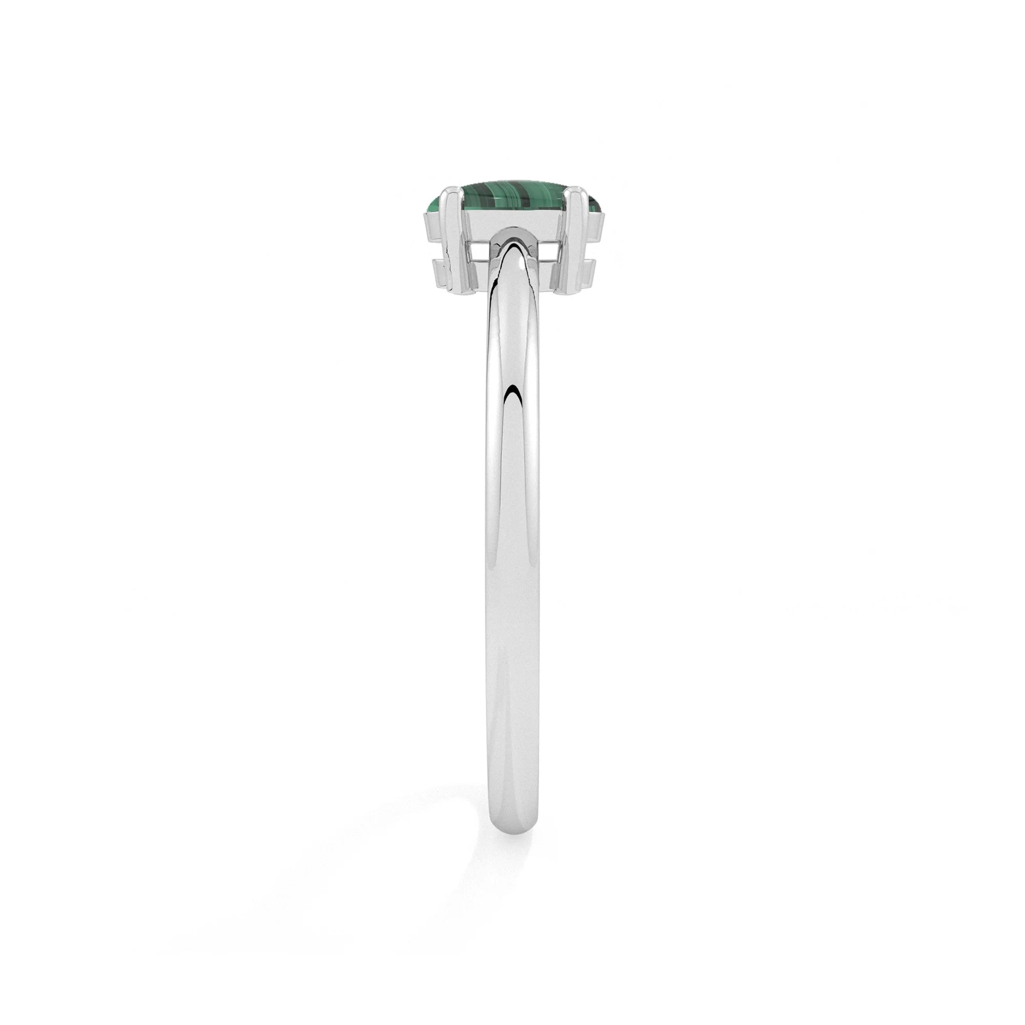 malachite oval cab stackable prong-set ring