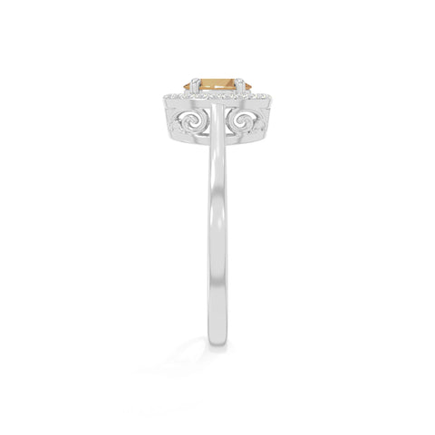 natural citrine solitaire halo engagement rings in sterling silver 