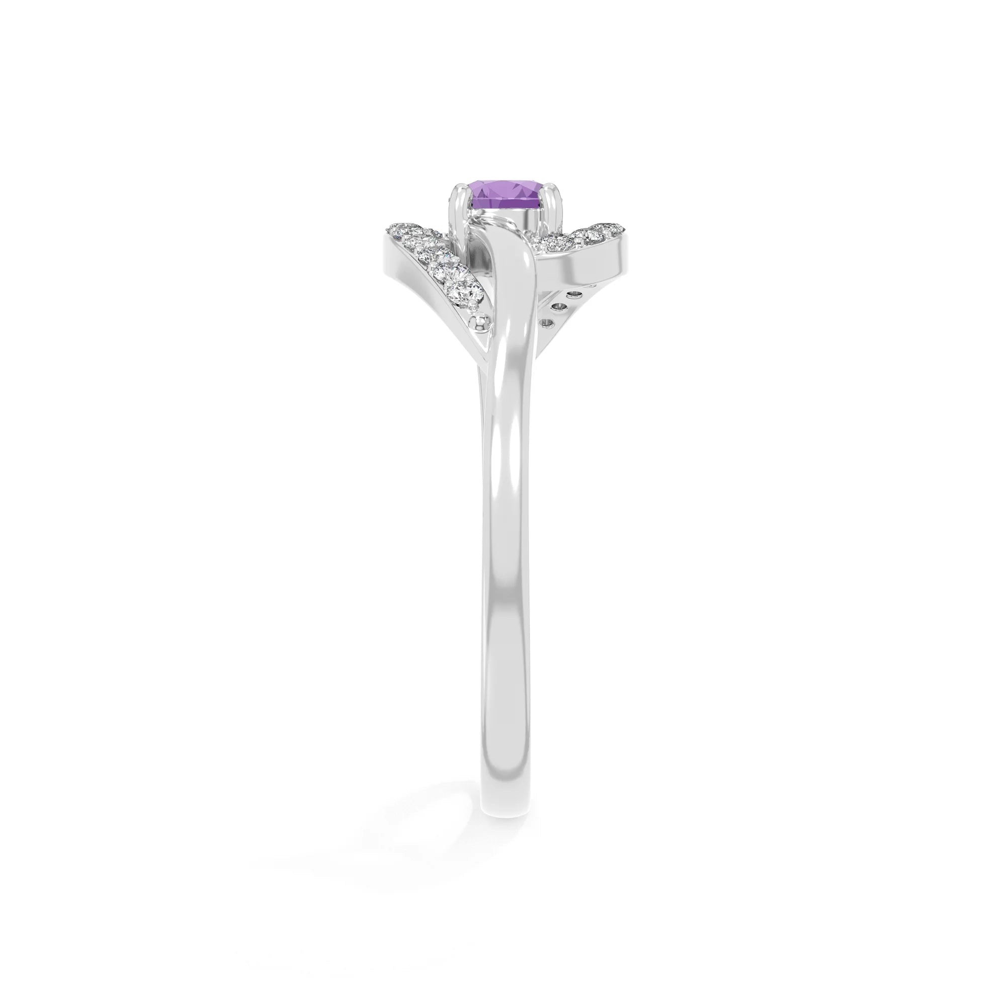 natural amethyst infinity solitaire rings in sterling silver 