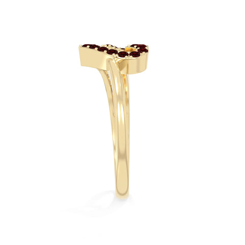 natural garnet heart promise rings in yellow gold vermeil