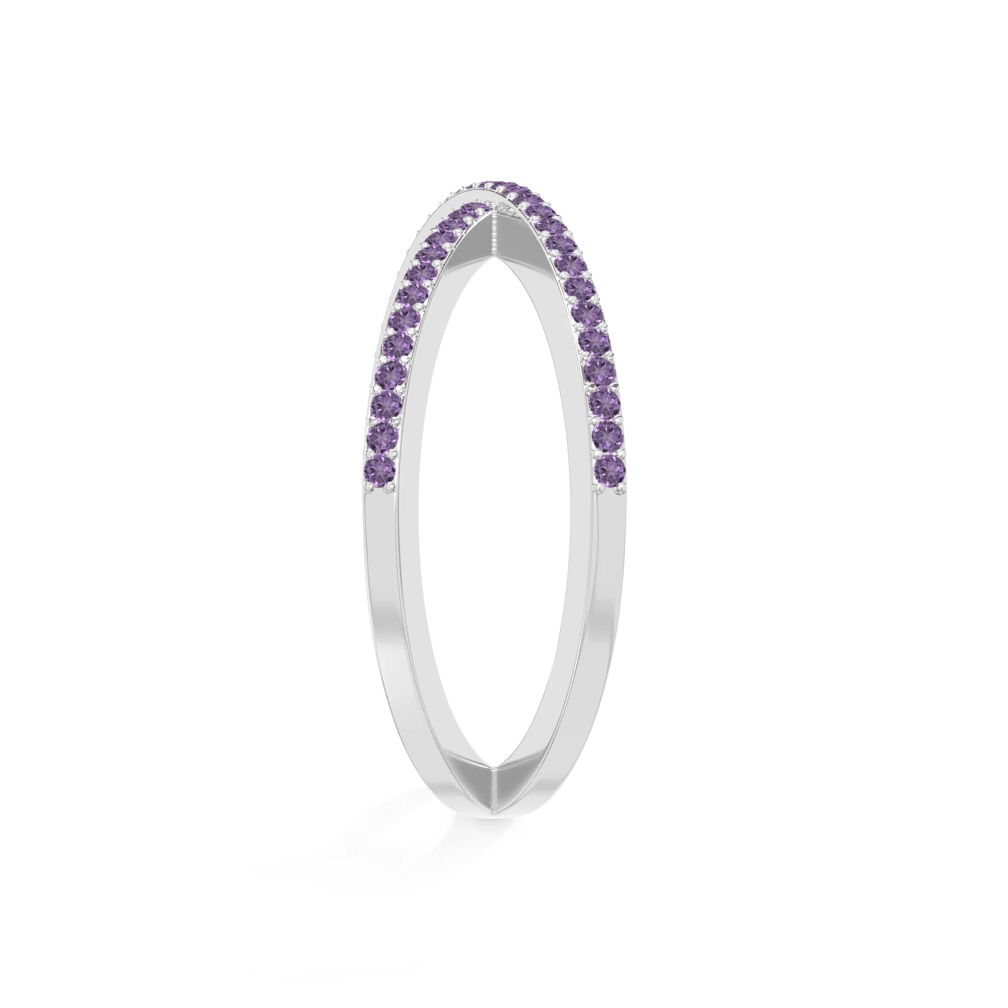 natural amethyst criss cross band rings in sterling silver 