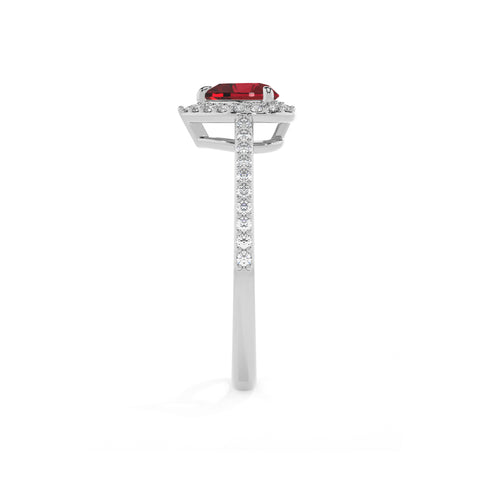 lab-grown ruby heart half eterity halo solitaire engagement ring