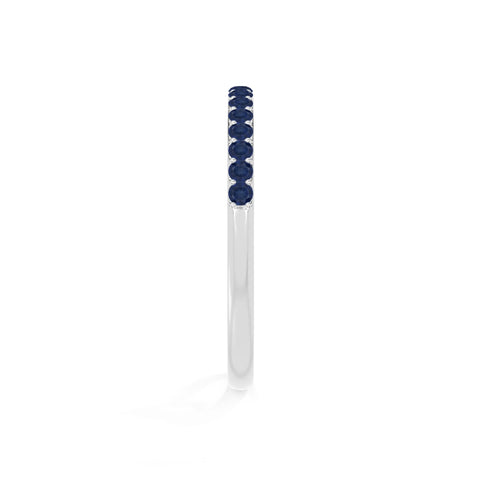 natural blue sapphire half eternity band rings in sterling silver 