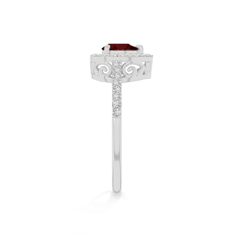 natural garnet solitaire halo engagement rings in sterling silver 