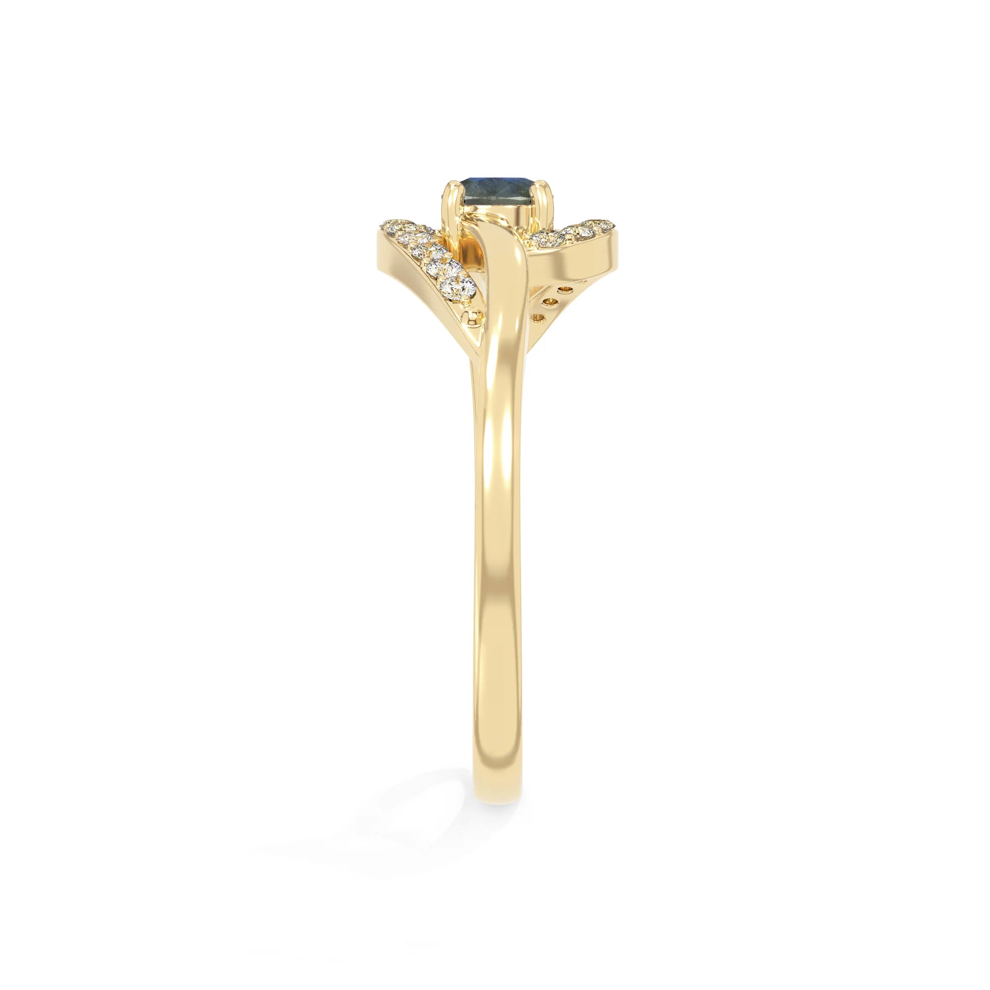 natural labradorite infinity solitaire rings in yellow gold vermeil