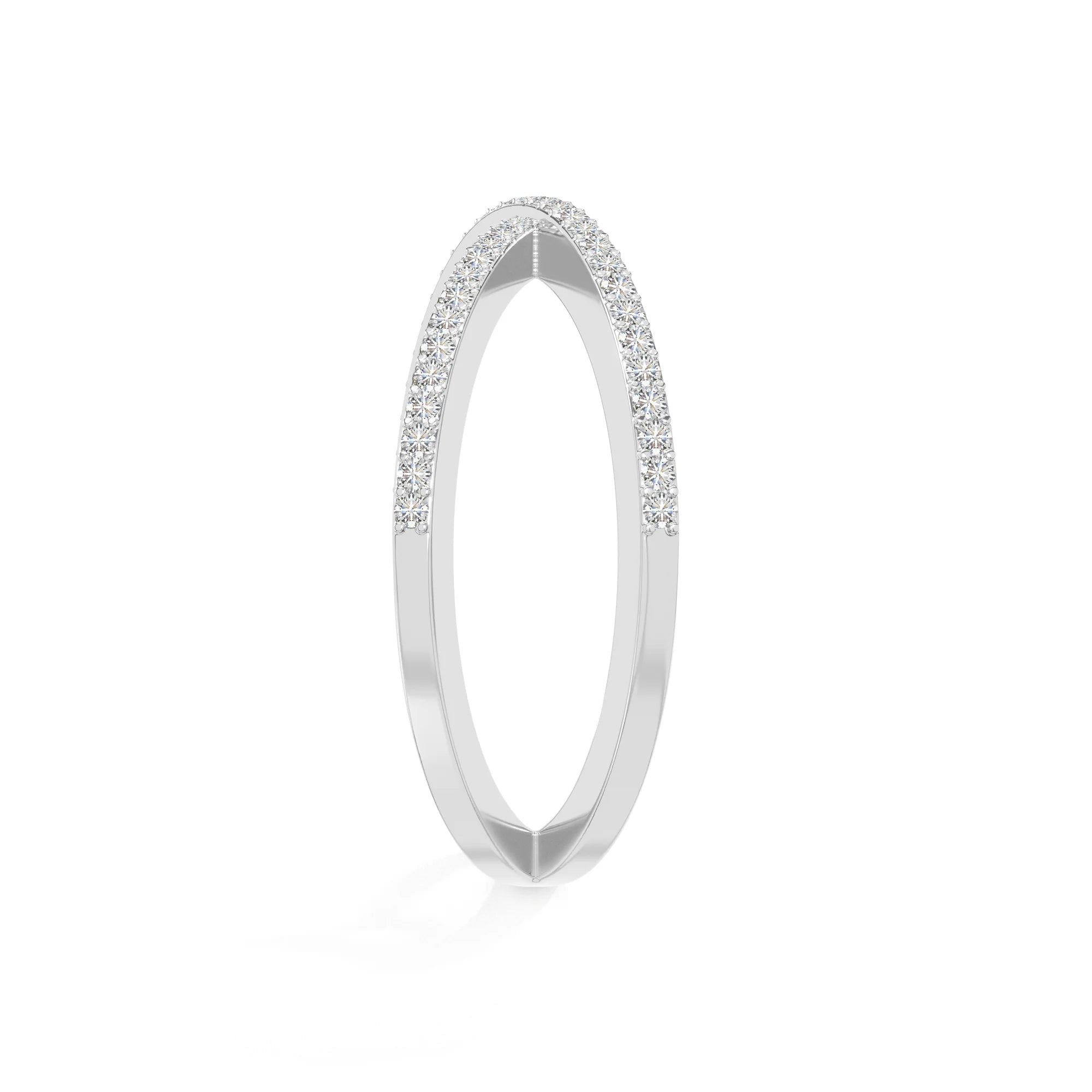 natural moissanite criss cross band rings in sterling silver 