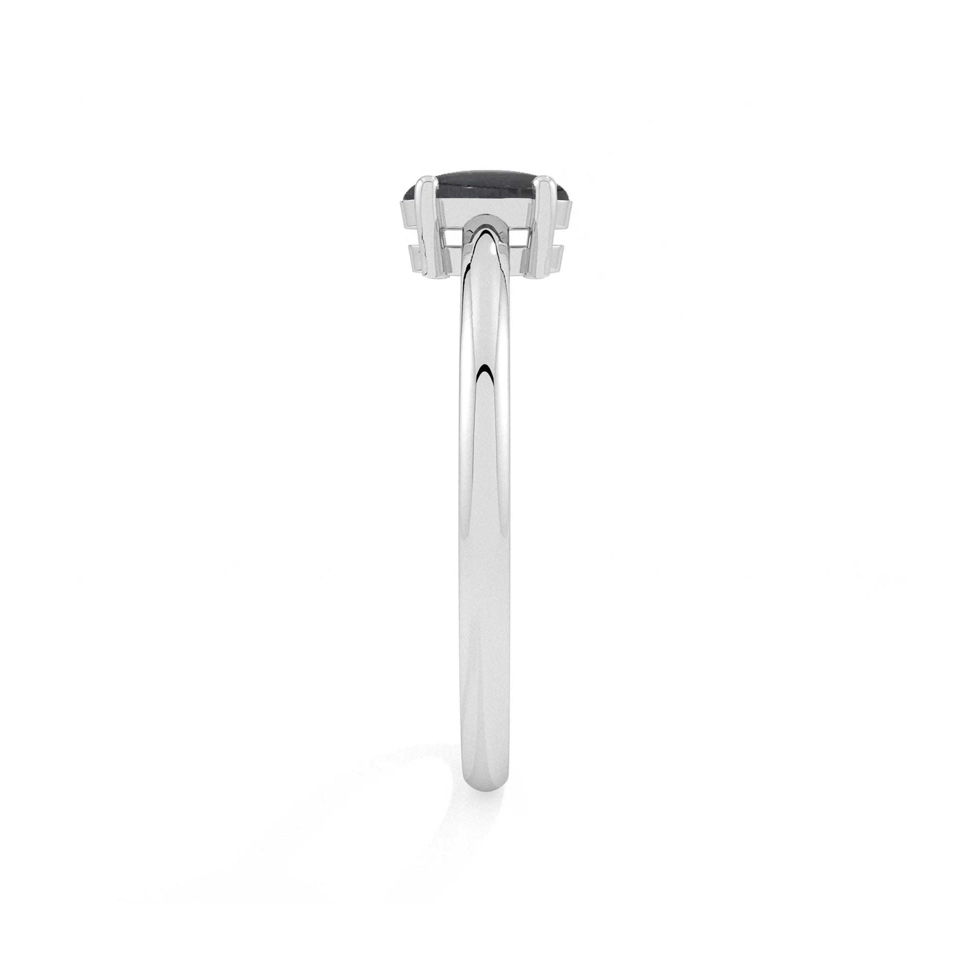 shungite oval cab stackable prong-set ring