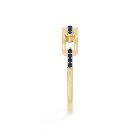 natural blue sapphire interlocking wedding band rings in yellow gold vermeil