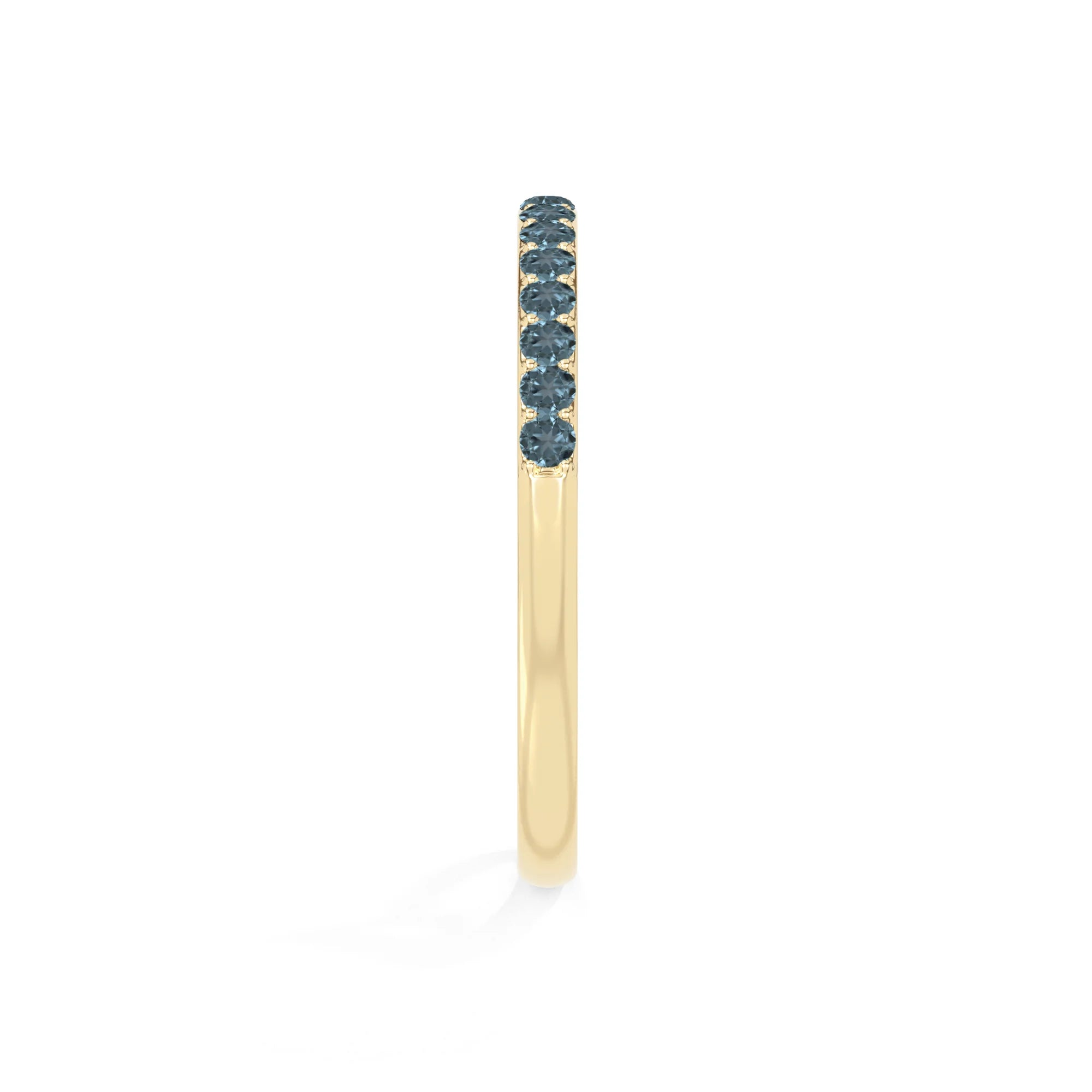 natural london blue topaz half eternity band rings in yellow gold vermeil