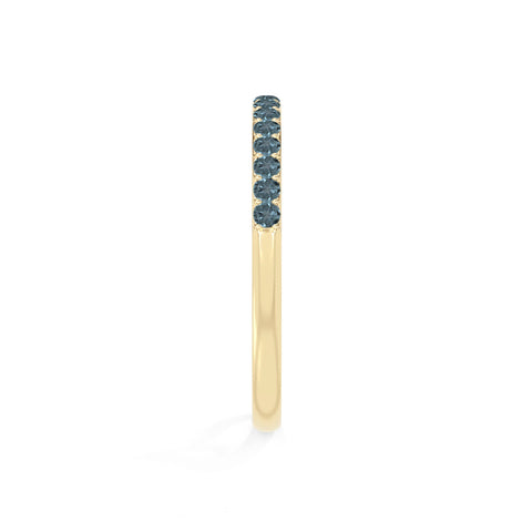 natural london blue topaz half eternity band rings in yellow gold vermeil