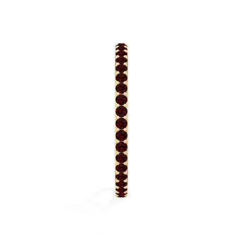 natural garnet eternity band rings in yellow gold vermeil