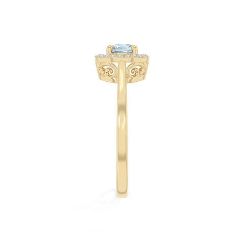natural aquamarine solitaire halo engagement rings in yellow gold vermeil