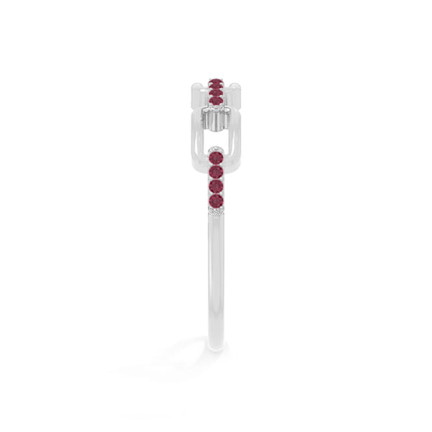 natural ruby interlocking wedding band rings in sterling silver 
