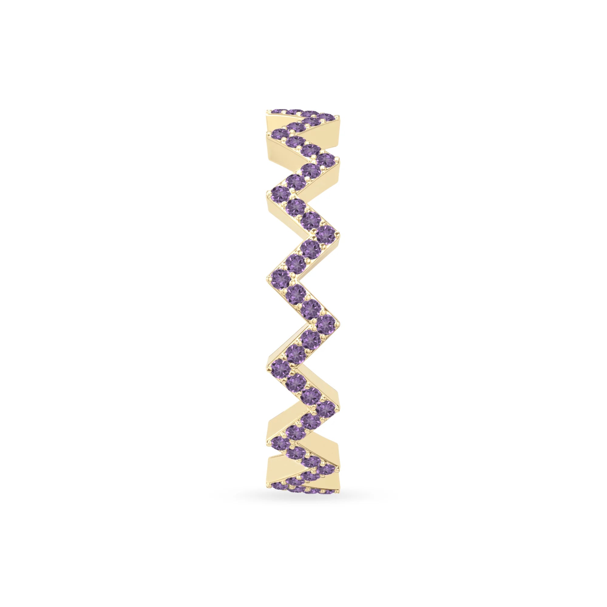 natural amethyst zig-zag wedding band rings in yellow gold vermeil