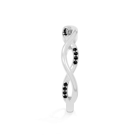 natural black onyx twisted wedding band rings in sterling silver 
