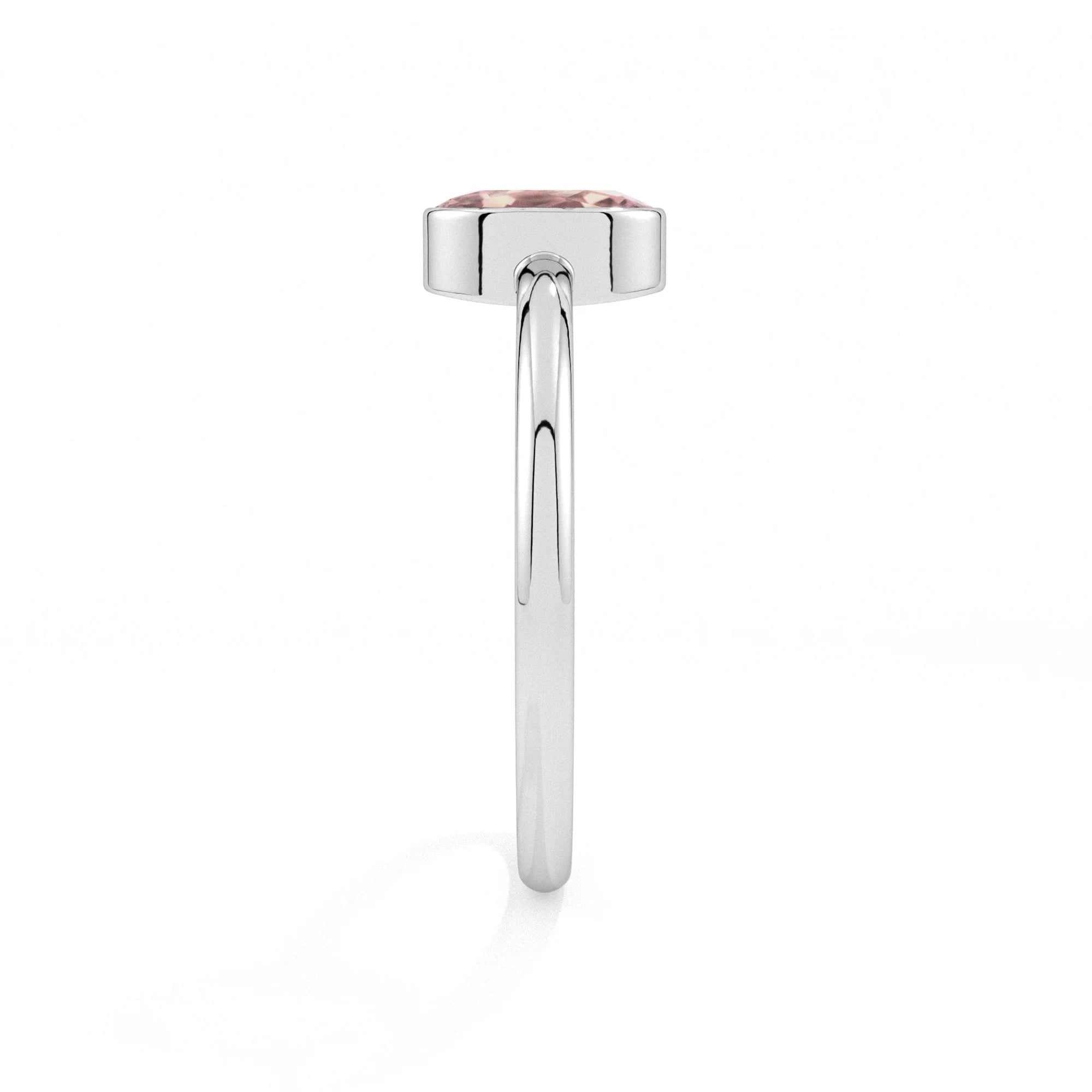 rose quartz oval cut stackable bezel-set ring