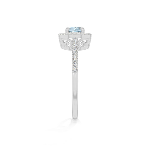 natural aquamarine solitaire halo engagement rings in sterling silver 