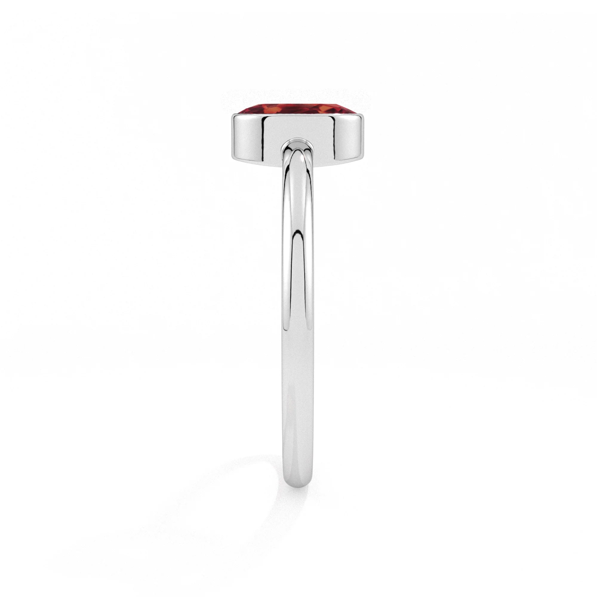 red garnet oval cut stackable bezel-set ring