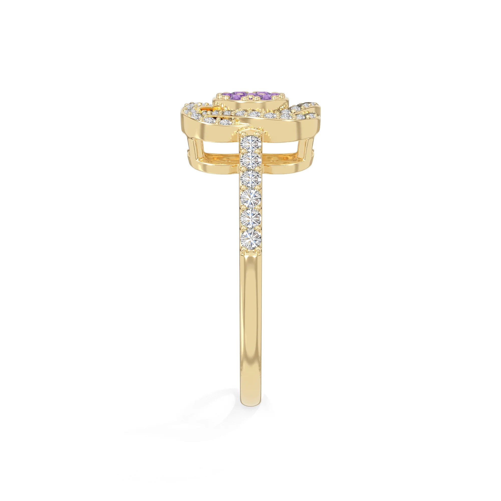 natural amethyst infinity promise rings in yellow gold vermeil