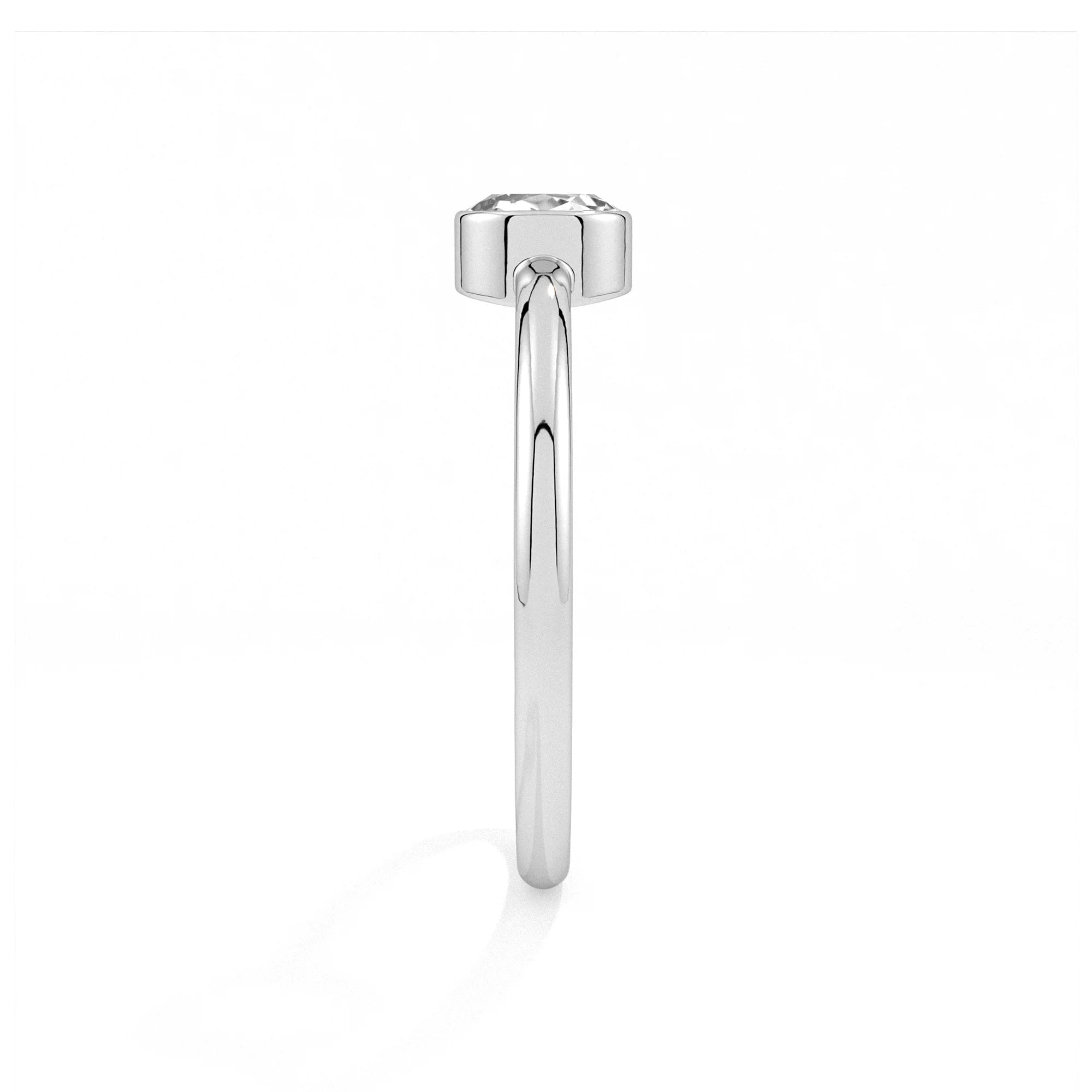 white topaz round cut stackable bezel-set ring