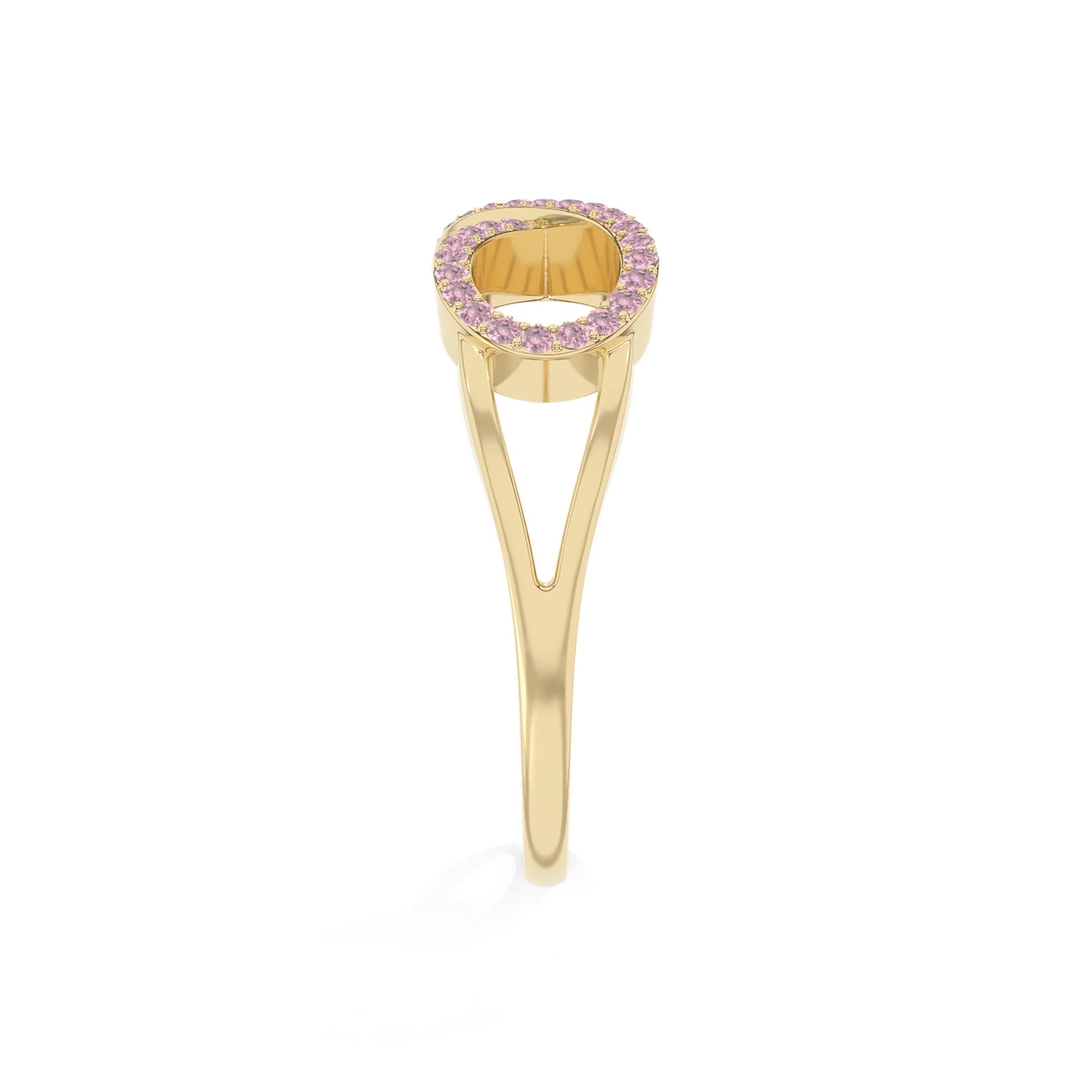 natural pink tourmaline infinity promise rings in yellow gold vermeil