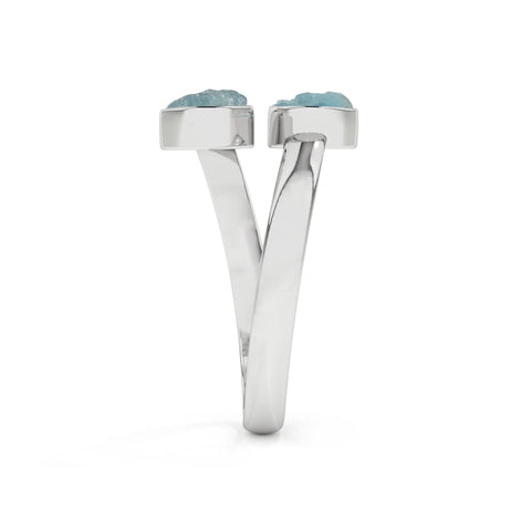 aquamarine rough shape stackable bezel-set ring