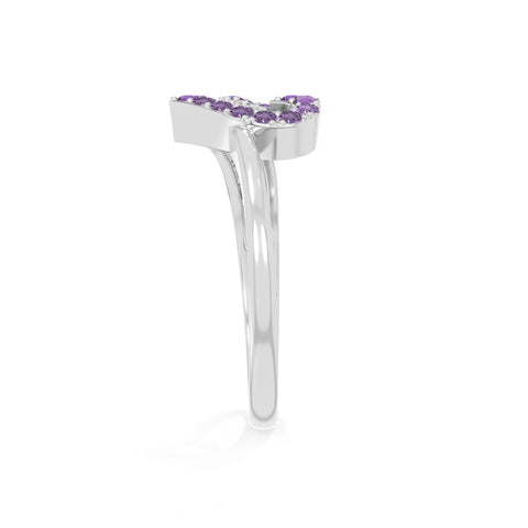 natural amethyst heart promise rings in sterling silver 