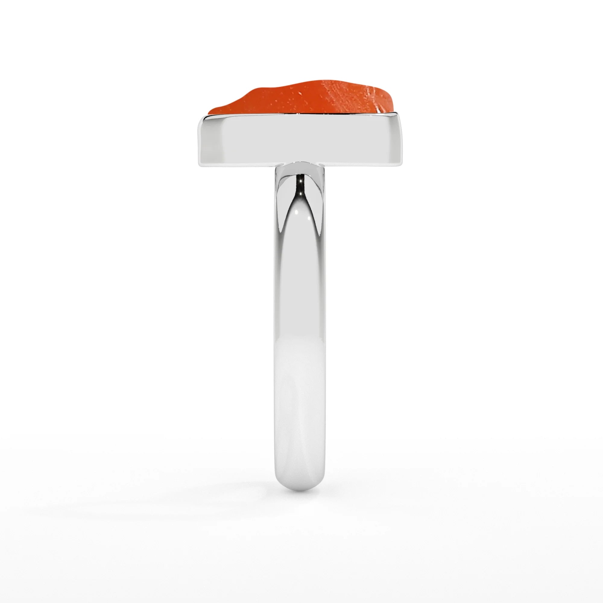 carnelian rough shape stackable bezel-set ring