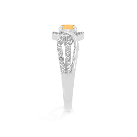 natural citrine solitaire engagement rings in sterling silver 