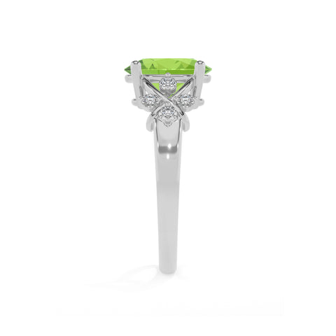 natural peridot oval criss cross solitaire engagement ring