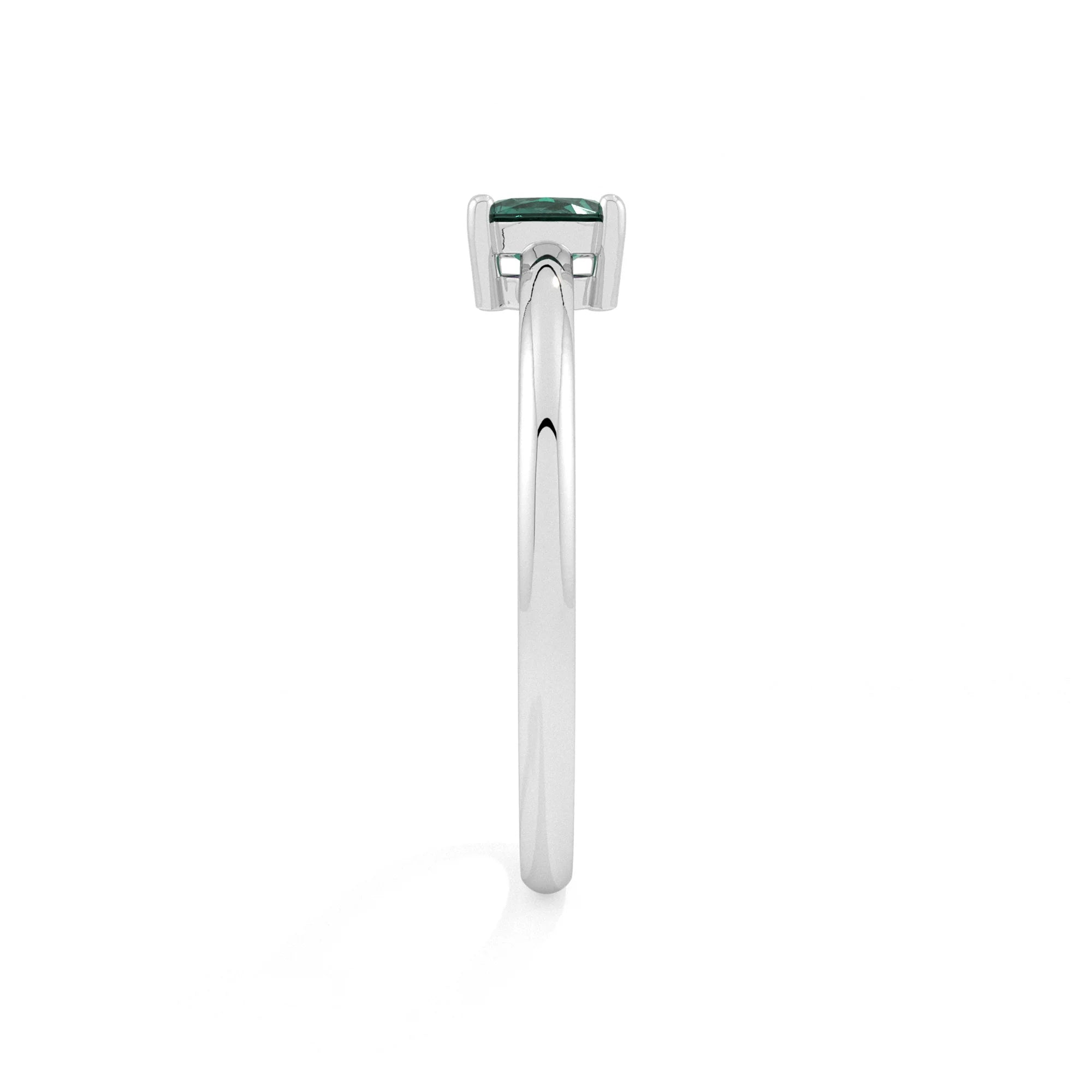 green tourmaline round cut stackable prong-set ring