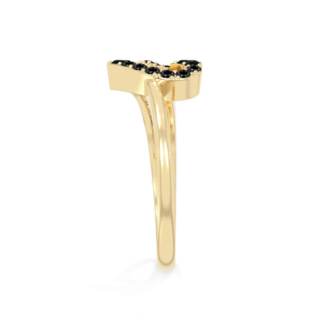 natural black onyx heart promise rings in yellow gold vermeil