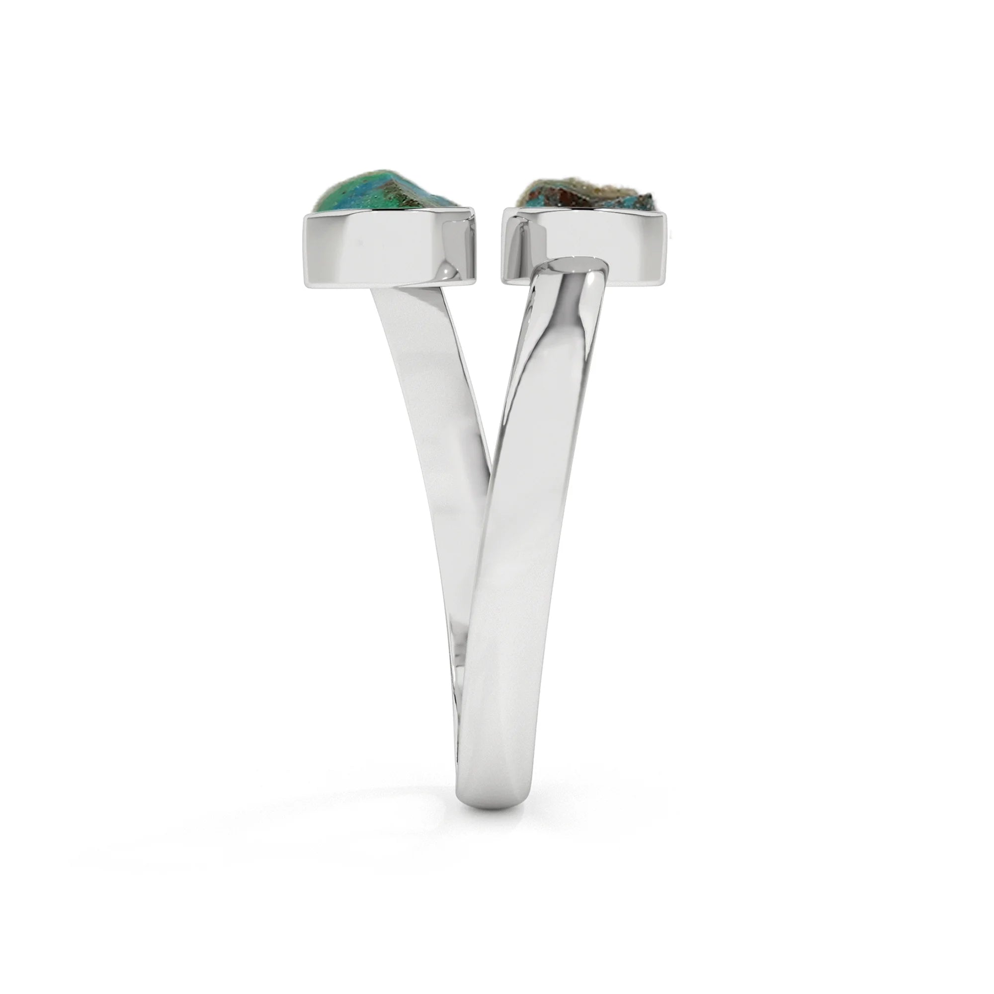 chrysocolla rough shape stackable bezel-set ring