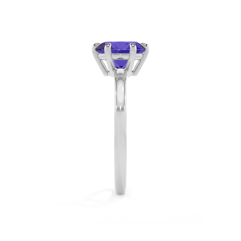 lab-grown tanzanite round solitaire engagement ring