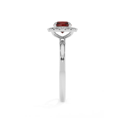 natural garnet cushion halo solitaire engagement ring