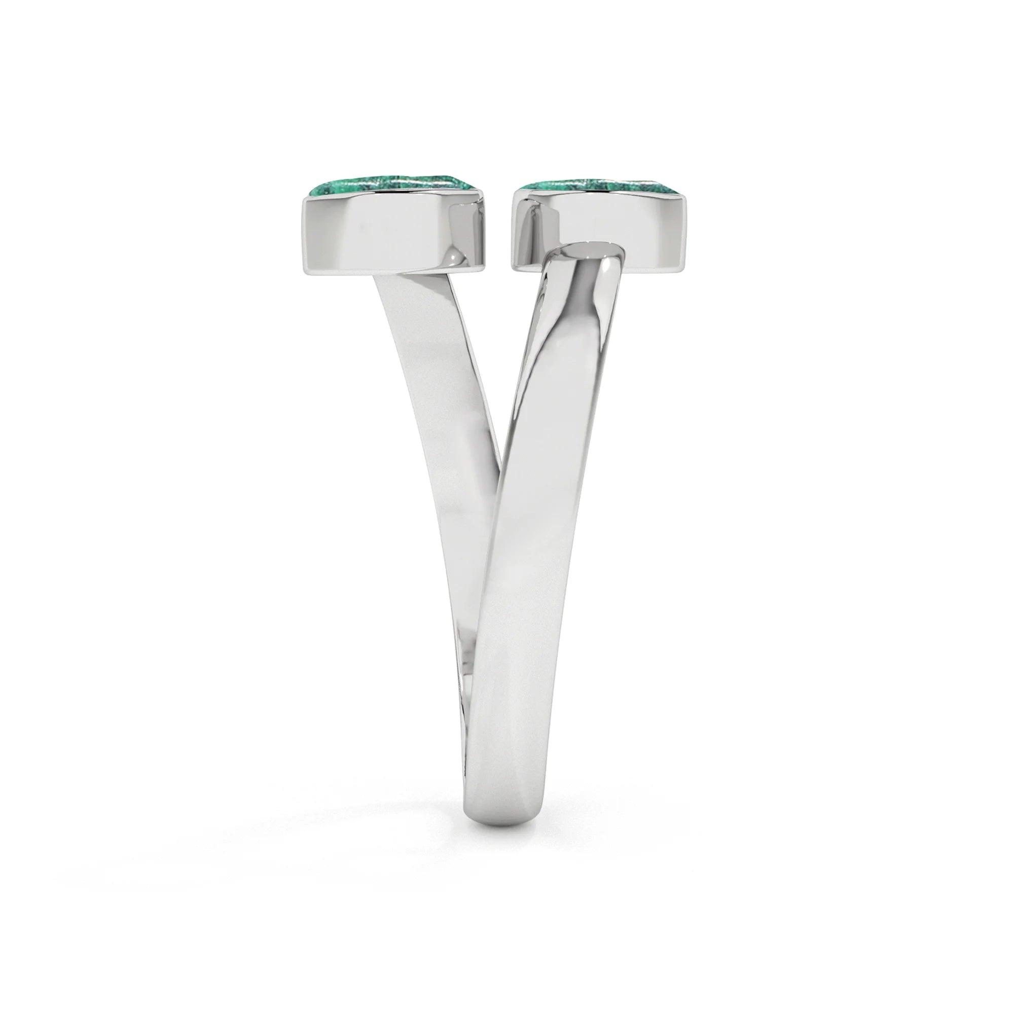 malachite rough shape stackable bezel-set ring