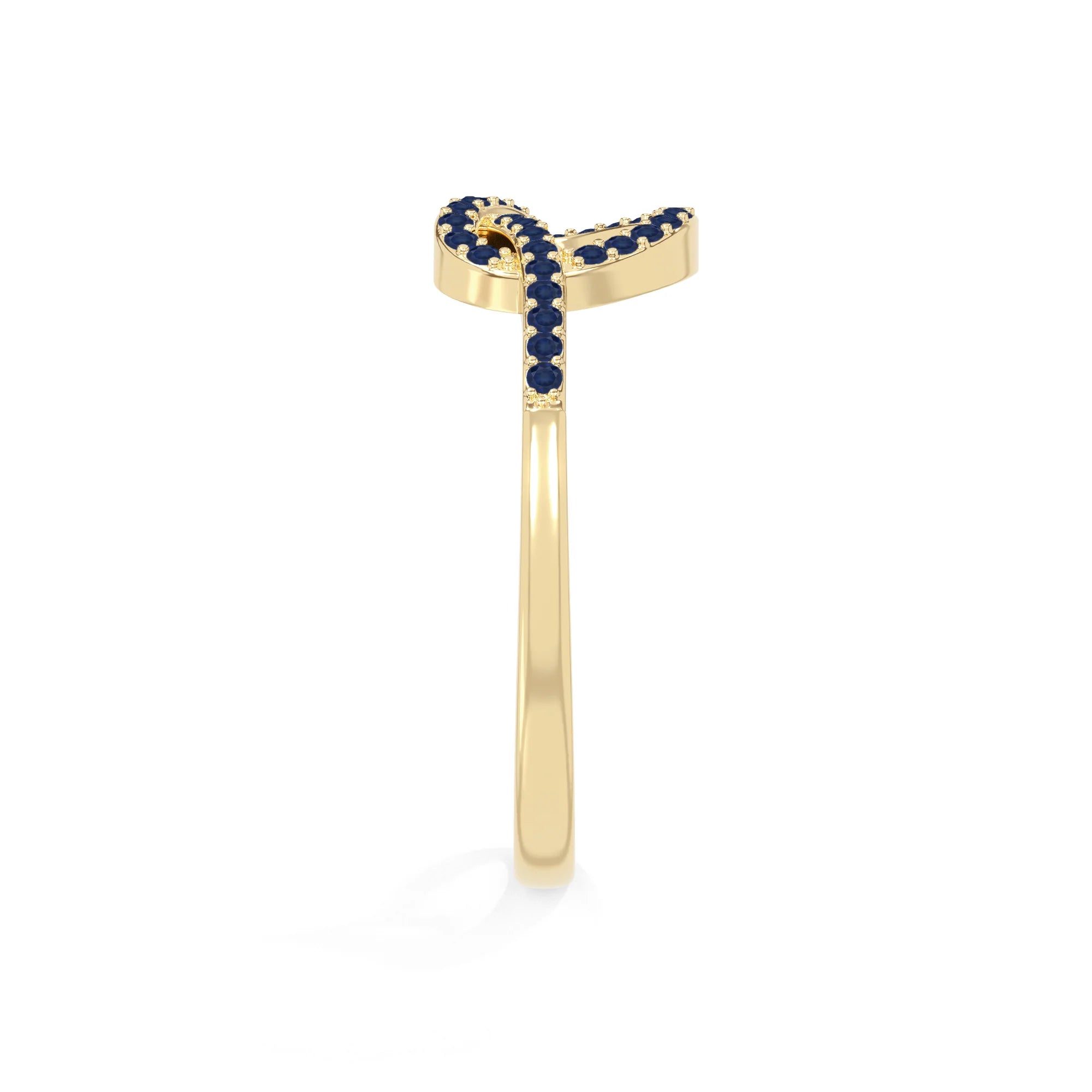 natural blue sapphire infinity knot promise rings in yellow gold vermeil