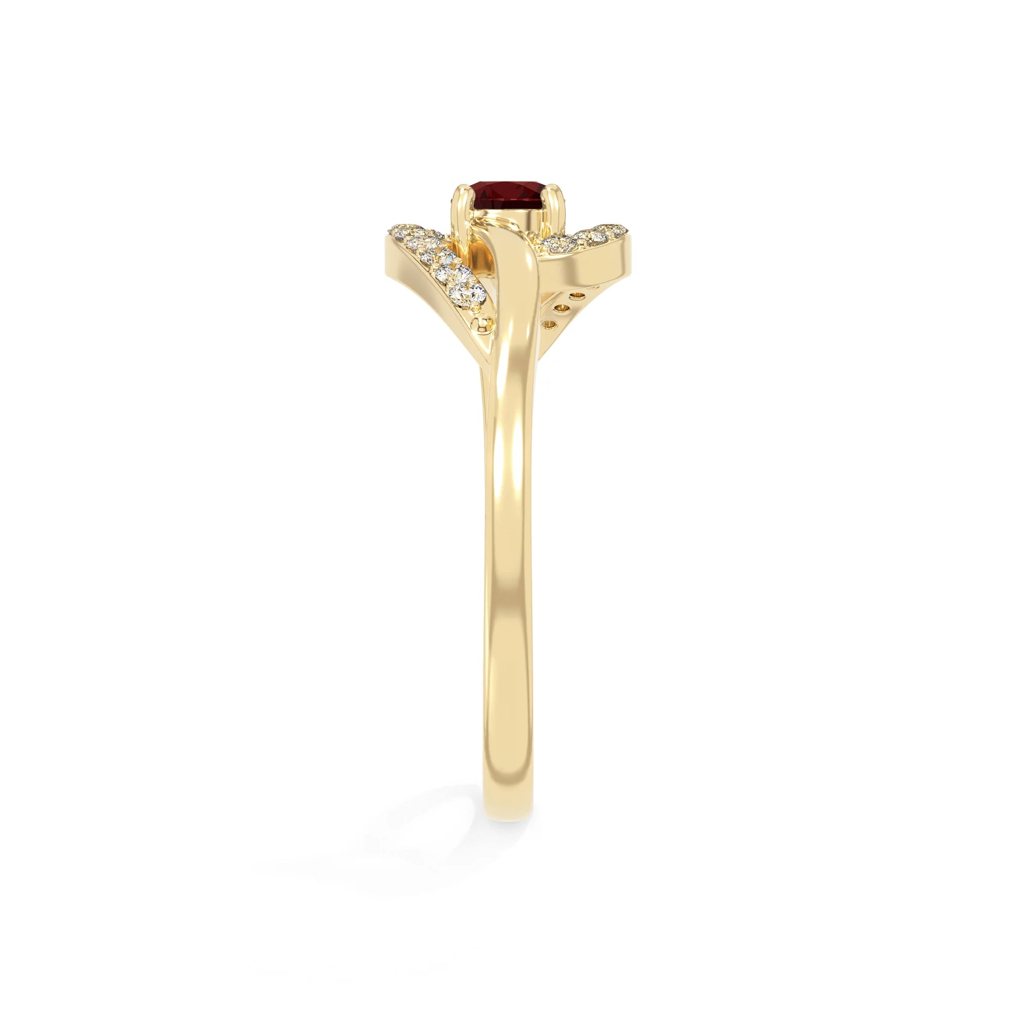 natural garnet infinity solitaire rings in yellow gold vermeil