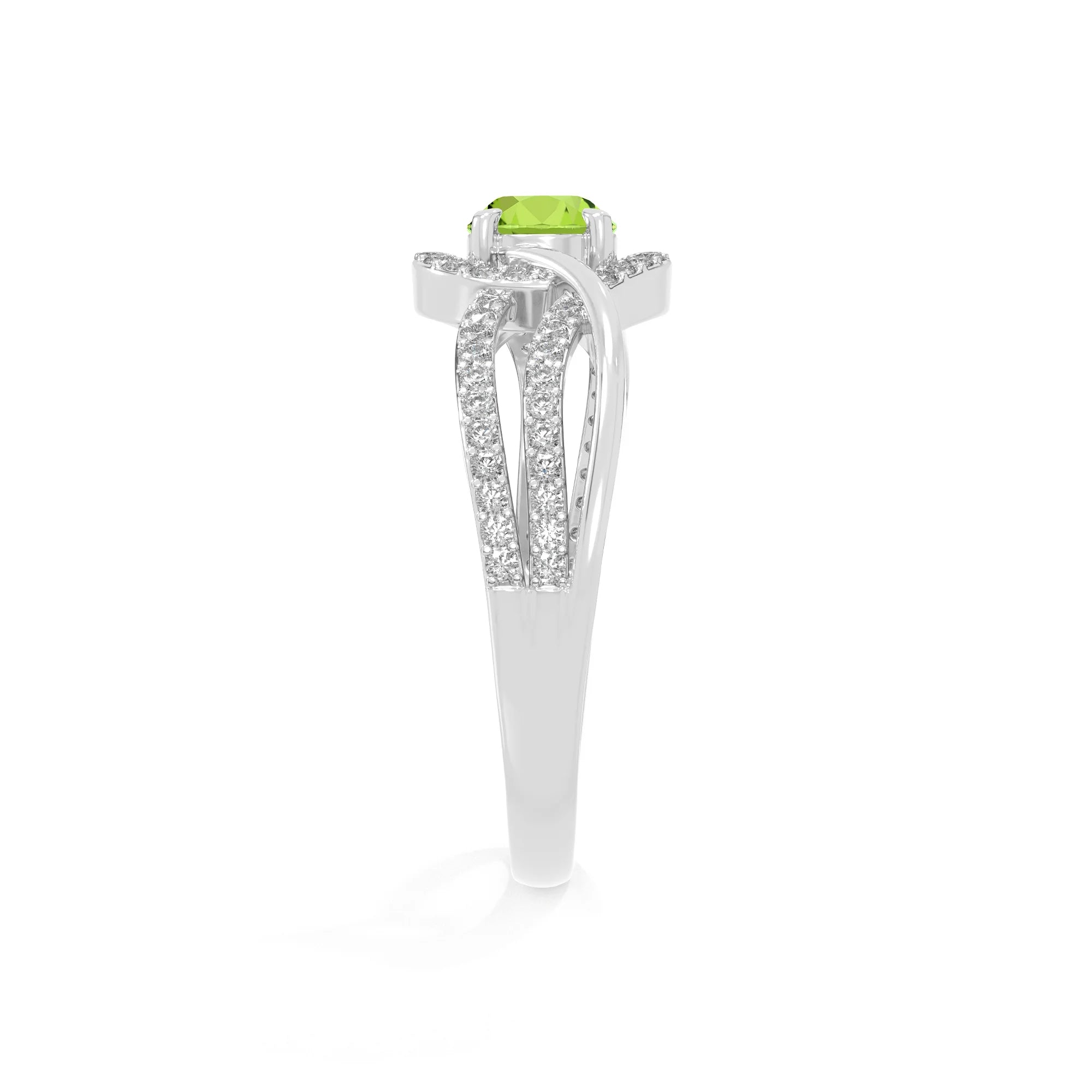 natural peridot solitaire engagement rings in sterling silver 