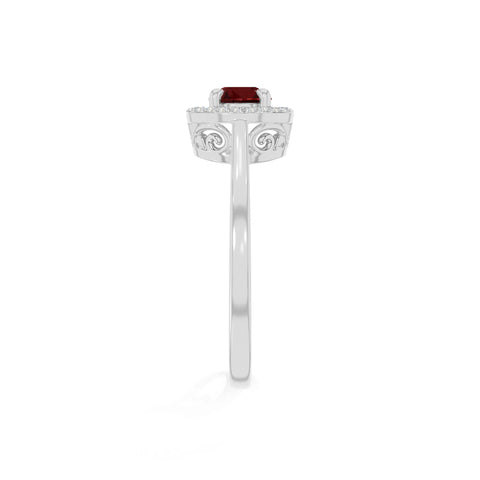natural garnet solitaire halo engagement rings in sterling silver 