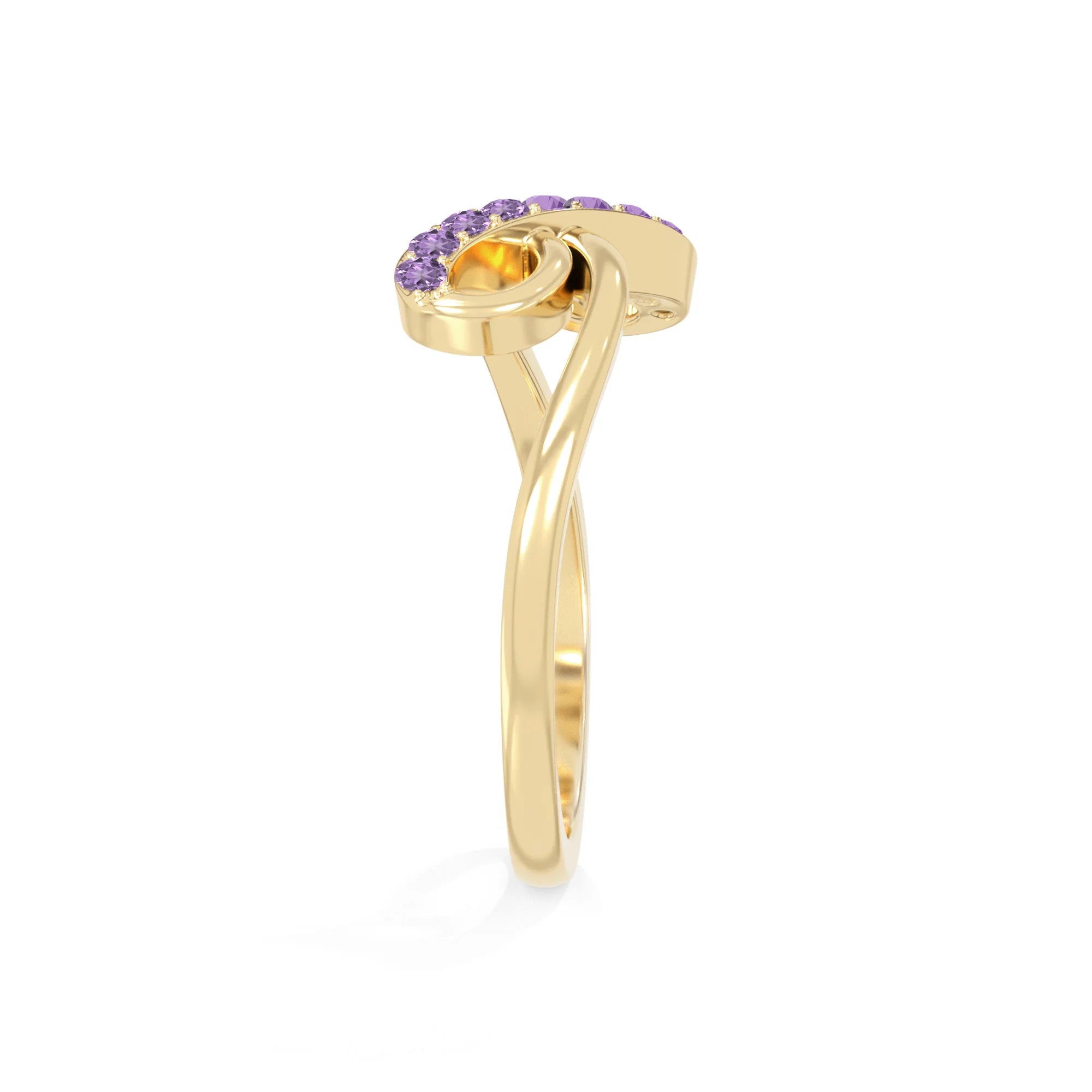 natural amethyst infinity promise rings in yellow gold vermeil