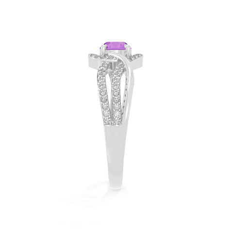 natural amethyst solitaire engagement rings in sterling silver 