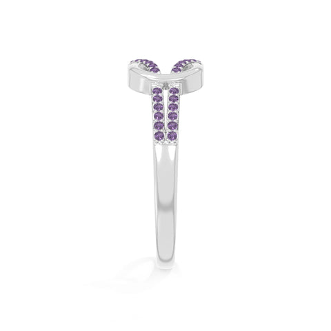 natural amethyst infinity knot promise rings in sterling silver 