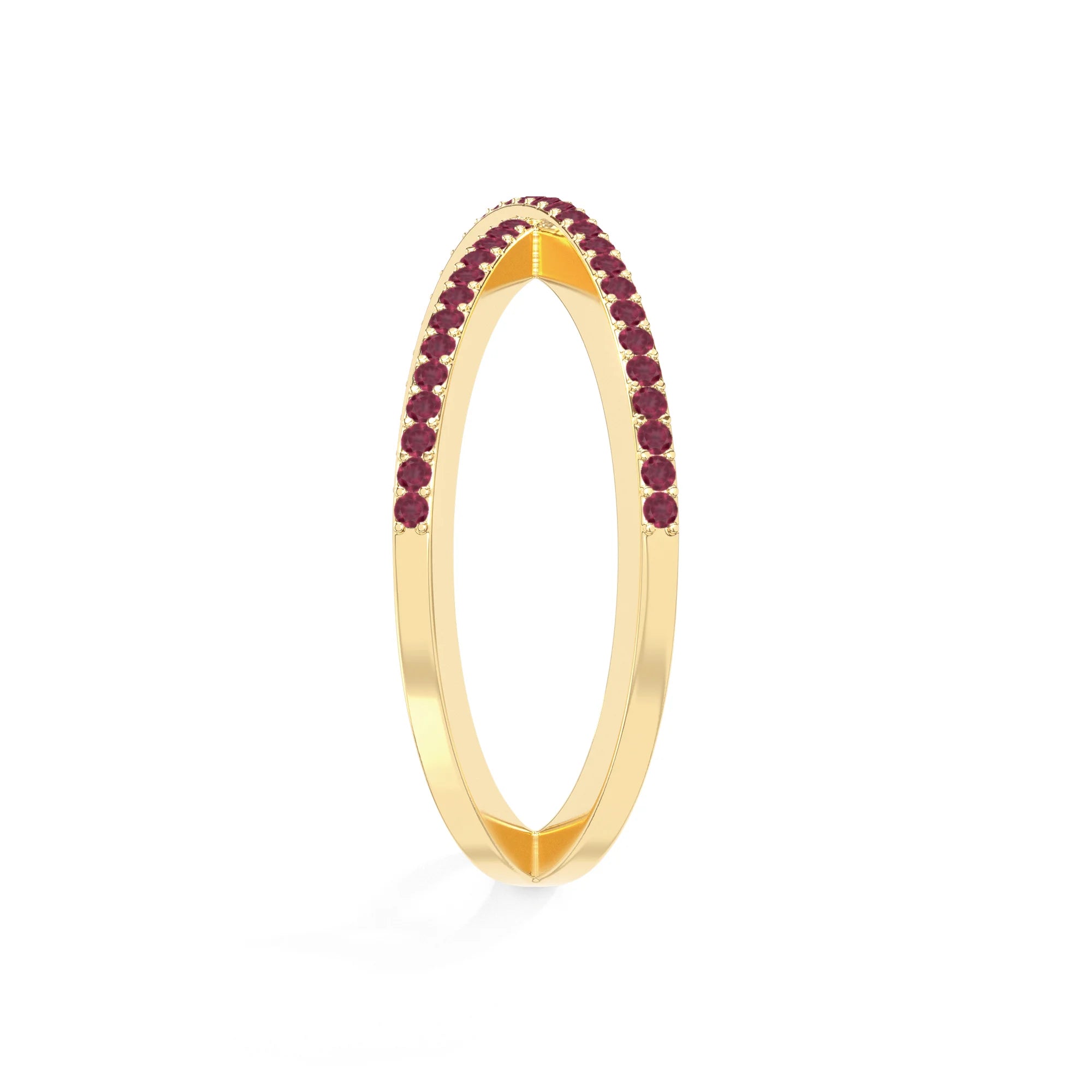 natural ruby criss cross band rings in yellow gold vermeil
