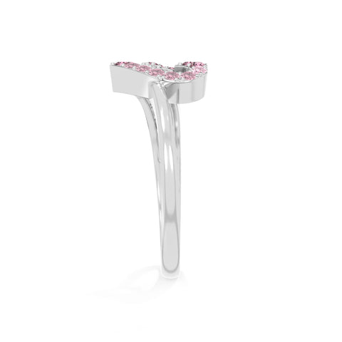 natural pink tourmaline heart promise rings in sterling silver 